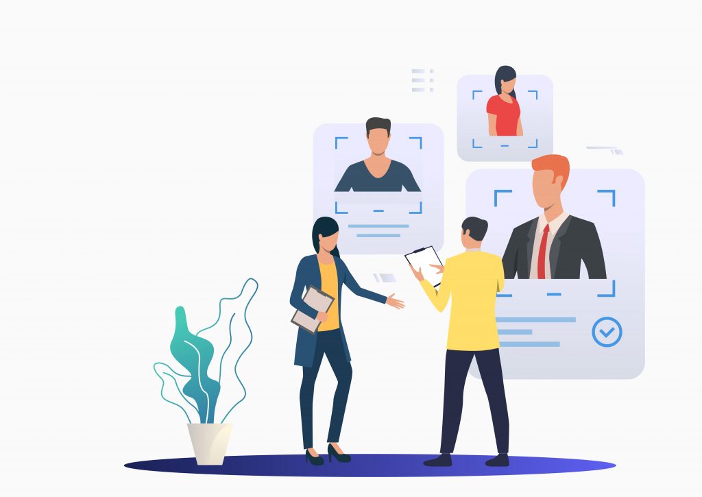 Recruiter scanning profiles of candidates