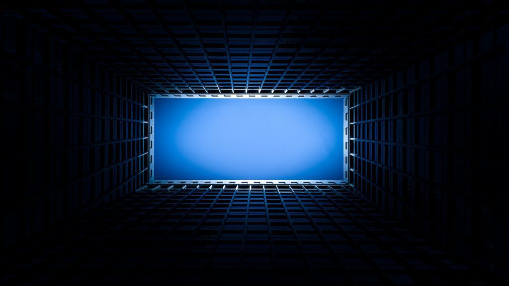 blue sky between the building